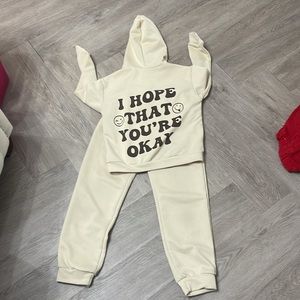 SHEIN girls cream and brown jogging set size 9Y. Nice quality.